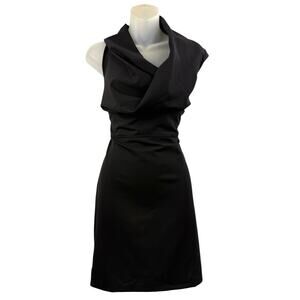 Vintage Made in Italy by LOLITA abstract cowl neck black fitted dress
